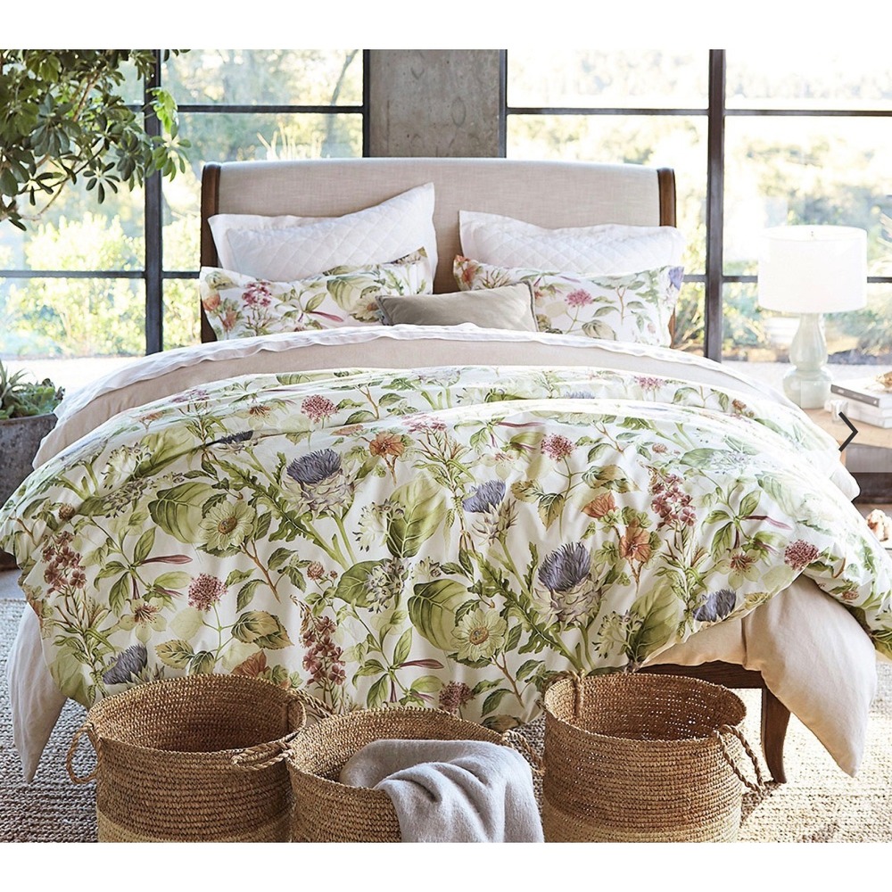 Pottery Barn Thistle Floral Percale Duvet Cover Queen +1 Standart pillowcase
